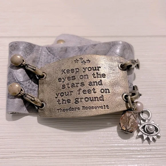 Vintage Lenny and Eva Cuff Bracelet Women’s boho leather charms - Picture 1 of 4